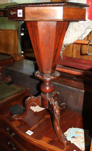 Victorian walnut trumpet work table(-)